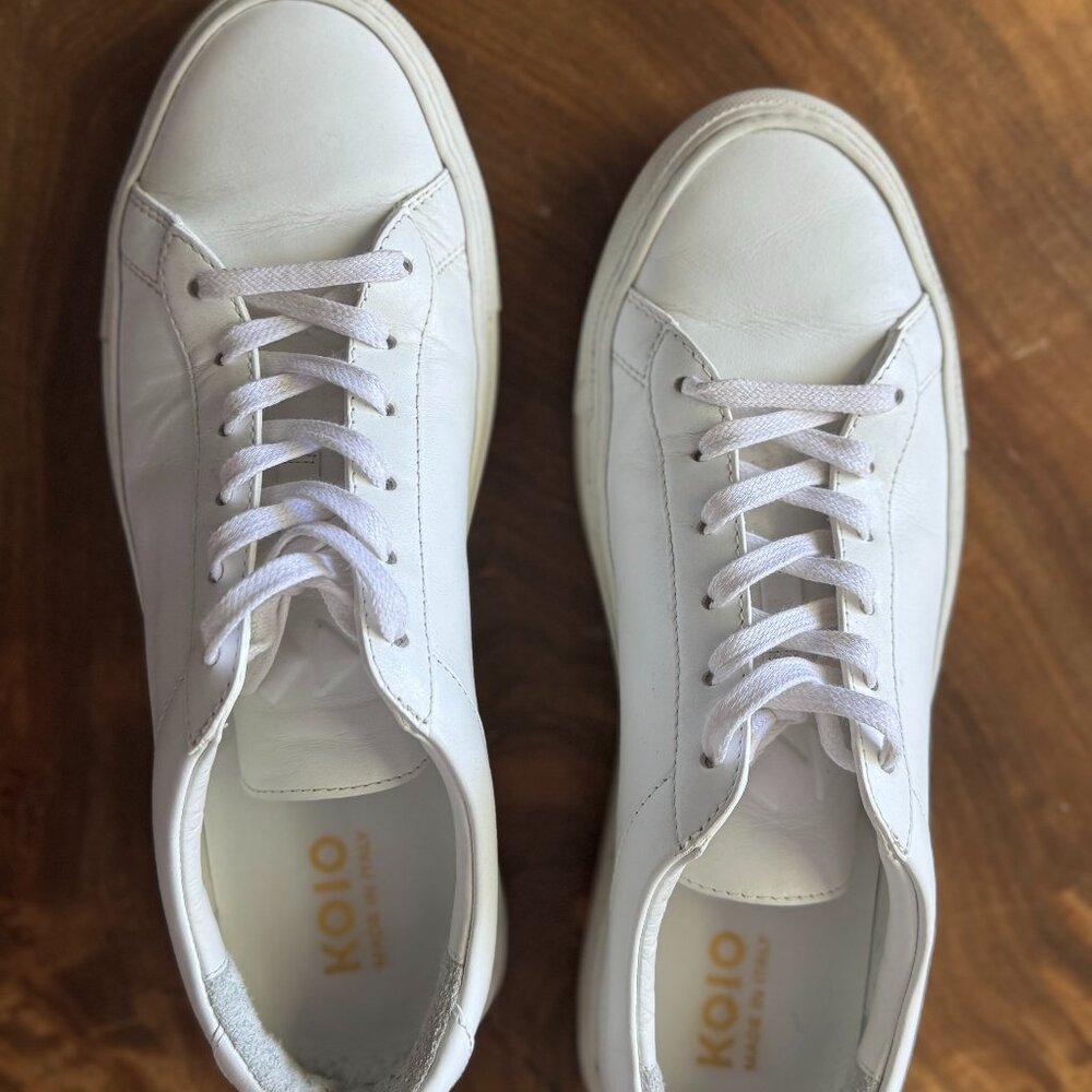 KOIO Capri Low Top Sneaker White Leather Lace Up Casual Mens EU 40